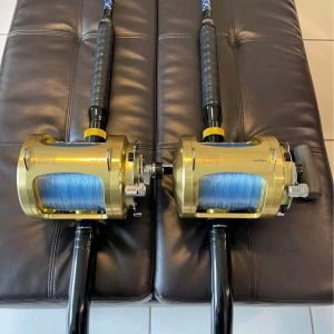 2 Shimano Tiagra 80W 2 speed reels and rod