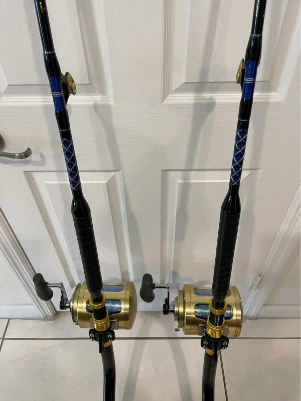 2 Shimano Tiagra 80W 2 speed reels and rod - Image 4