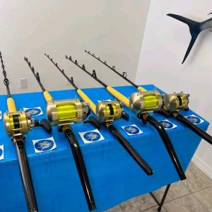 5 Shimano Tiagra 2 speed reels with rods