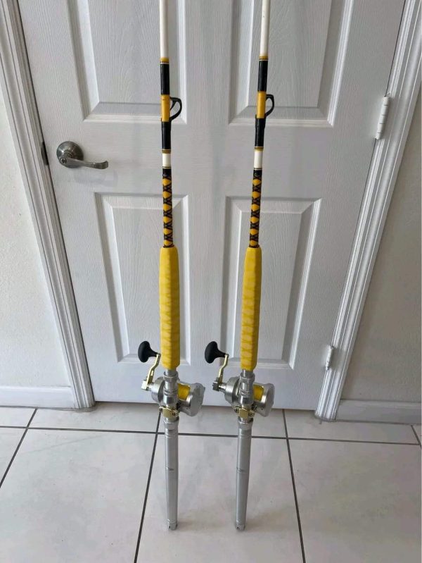 2 Shimano Talica 25II 2 speed reels with custom rods - Image 5