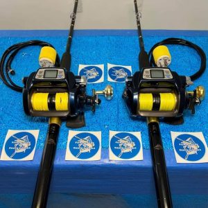 2 Shimano Tanacom 1000 bull electric reels and rods